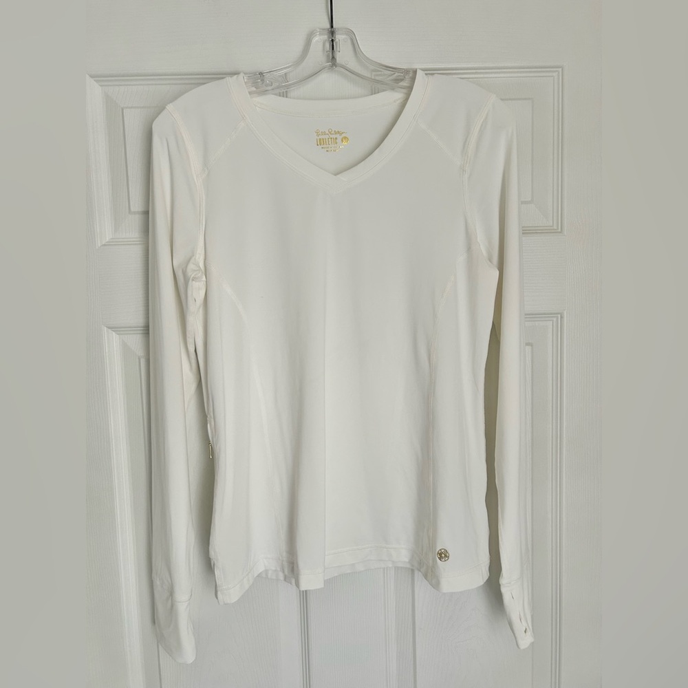 Women's Lilly Pulitzer Luxletic Resort White Long Sleeve Workout Top Renay Med - Picture 9 of 9